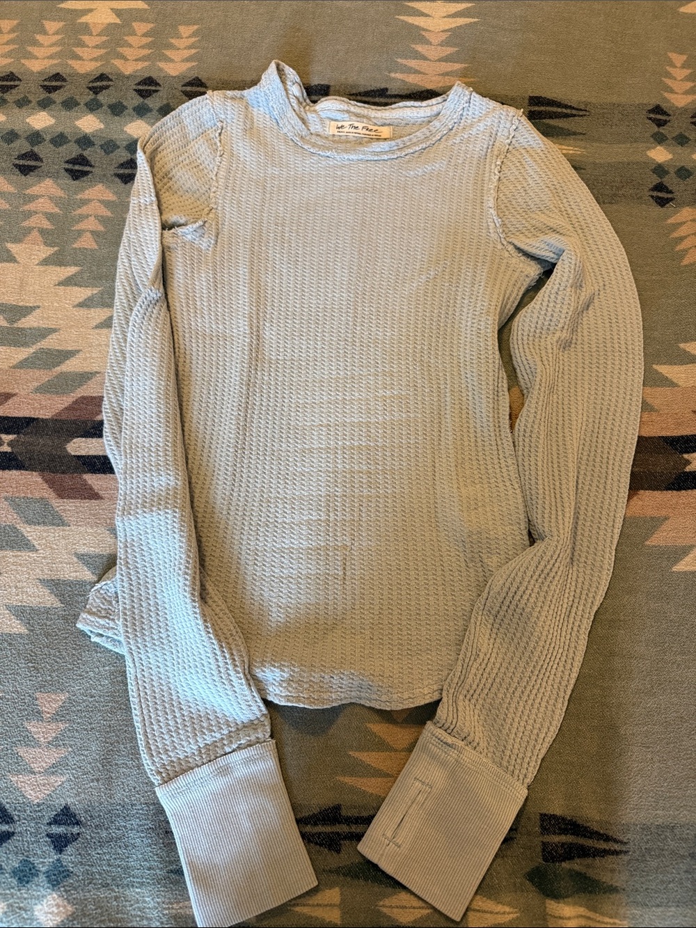 Free People Powder Blue Waffle Knit